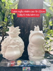 (Size to 16-23cm) Tượng thạch cao bé ba, labubu, kuromi, capybara, công chúa, siêu nhân, Set tô tượng kèm màu và bút vẽ