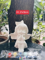 (Size to 16-23cm) Tượng thạch cao bé ba, labubu, kuromi, capybara, công chúa, siêu nhân, Set tô tượng kèm màu và bút vẽ