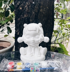 (Size to 16-23cm) Tượng thạch cao bé ba, labubu, kuromi, capybara, công chúa, siêu nhân, Set tô tượng kèm màu và bút vẽ