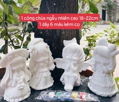 (Size to 16-23cm) Tượng thạch cao bé ba, labubu, kuromi, capybara, công chúa, siêu nhân, Set tô tượng kèm màu và bút vẽ