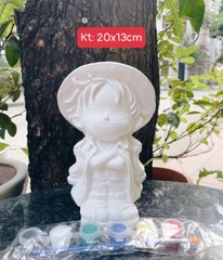 (Size to 16-23cm) Tượng thạch cao bé ba, labubu, kuromi, capybara, công chúa, siêu nhân, Set tô tượng kèm màu và bút vẽ