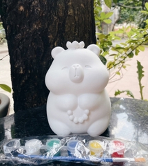 (Size to 16-23cm) Tượng thạch cao bé ba, labubu, kuromi, capybara, công chúa, siêu nhân, Set tô tượng kèm màu và bút vẽ
