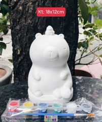 (Size to 16-23cm) Tượng thạch cao bé ba, labubu, kuromi, capybara, công chúa, siêu nhân, Set tô tượng kèm màu và bút vẽ