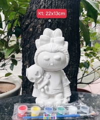 (Size to 16-23cm) Tượng thạch cao bé ba, labubu, kuromi, capybara, công chúa, siêu nhân, Set tô tượng kèm màu và bút vẽ