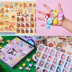 Hộp quà bất ngờ 40 chi tiết Kuromi, Capybara, Labubu, đồ chơi hidden box hộp quà bí mật Kuromi kèm móc khóa