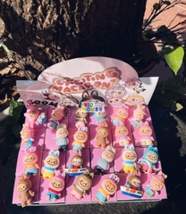 Blindbox hộp mù bí ẩn 24 móc khóa bé ba, capybara, kuromi, labubu, hộp mù móc khóa trang trí balo túi xách