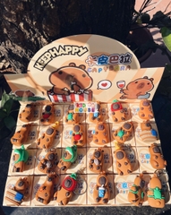 Blindbox hộp mù bí ẩn 24 móc khóa bé ba, capybara, kuromi, labubu, hộp mù móc khóa trang trí balo túi xách