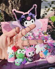 Blindbox hộp mù bí ẩn 24 móc khóa bé ba, capybara, kuromi, labubu, hộp mù móc khóa trang trí balo túi xách