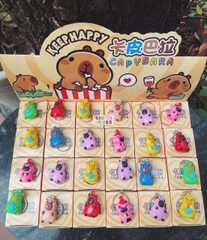 Blindbox hộp mù bí ẩn 24 móc khóa bé ba, capybara, kuromi, labubu, hộp mù móc khóa trang trí balo túi xách