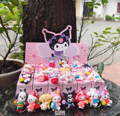 Blindbox hộp mù bí ẩn 24 móc khóa bé ba, capybara, kuromi, labubu, hộp mù móc khóa trang trí balo túi xách