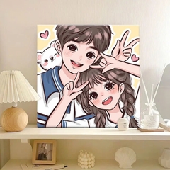 Tranh tô màu số hóa đã căng khung kèm màu, cọ size 20x20, tranh số hóa hoạt hình, bé ba, phong cảnh, loopy, cappy bara