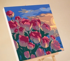 Tranh tô màu số hóa đã căng khung kèm màu, cọ size 20x20, tranh số hóa hoạt hình, bé ba, phong cảnh, loopy, cappy bara