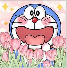 Tranh tô màu số hóa đã căng khung kèm màu, cọ size 20x20, tranh số hóa hoạt hình, bé ba, phong cảnh, loopy, cappy bara