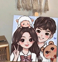 Tranh tô màu số hóa đã căng khung kèm màu, cọ size 20x20, tranh số hóa hoạt hình, bé ba, phong cảnh, loopy, cappy bara