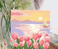 Tranh tô màu số hóa đã căng khung kèm màu, cọ size 20x20, tranh số hóa hoạt hình, bé ba, phong cảnh, loopy, cappy bara