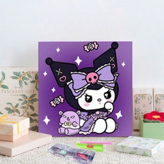 Tranh tô màu số hóa đã căng khung kèm màu, cọ size 20x20, tranh số hóa hoạt hình, bé ba, phong cảnh, loopy, cappy bara