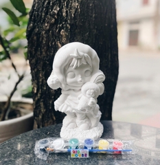 (Size to 16-23cm) Tượng thạch cao bé ba, labubu, kuromi, capybara, công chúa, siêu nhân, Set tô tượng kèm màu và bút vẽ