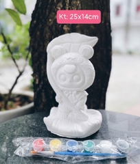 (Size to 16-23cm) Tượng thạch cao bé ba, labubu, kuromi, capybara, công chúa, siêu nhân, Set tô tượng kèm màu và bút vẽ