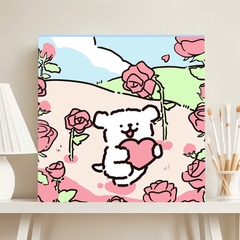 Tranh tô màu số hóa đã căng khung kèm màu, cọ size 20x20, tranh số hóa hoạt hình, bé ba, phong cảnh, loopy, cappy bara