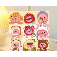 Tranh tô màu số hóa đã căng khung kèm màu, cọ size 20x20, tranh số hóa hoạt hình, bé ba, phong cảnh, loopy, cappy bara