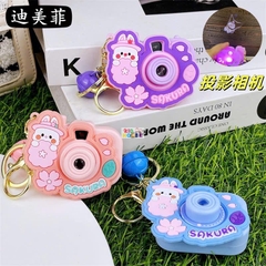 Móc khóa máy ảnh đồ chơi mini, chiếu hình các nhân vật hoạt hình sanrio, capybara, đồ chơi máy ảnh chiếu hình cute