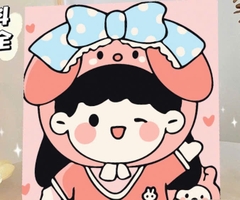 Tranh tô màu số hóa đã căng khung kèm màu, cọ size 20x20, tranh số hóa hoạt hình, bé ba, phong cảnh, loopy, cappy bara