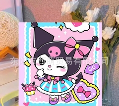 Tranh tô màu số hóa đã căng khung kèm màu, cọ size 20x20, tranh số hóa hoạt hình, bé ba, phong cảnh, loopy, cappy bara