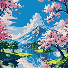 Tranh tô màu số hóa đã căng khung kèm màu, cọ size 20x20, tranh số hóa hoạt hình, bé ba, phong cảnh, loopy, cappy bara