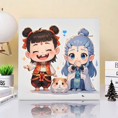 Tranh tô màu số hóa đã căng khung kèm màu, cọ size 20x20, tranh số hóa hoạt hình, bé ba, phong cảnh, loopy, cappy bara