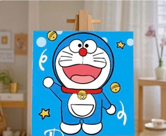 Tranh tô màu số hóa đã căng khung kèm màu, cọ size 20x20, tranh số hóa hoạt hình, bé ba, phong cảnh, loopy, cappy bara