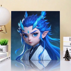 Tranh tô màu số hóa đã căng khung kèm màu, cọ size 20x20, tranh số hóa hoạt hình, bé ba, phong cảnh, loopy, cappy bara