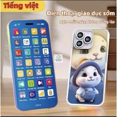 Điện thoại đồ chơi trẻ em bằng tiếng việt phát nhạc, hát ru, học toán, nhại giọng có đèn Led