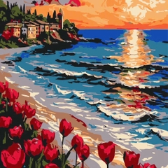 Tranh tô màu số hóa đã căng khung kèm màu, cọ size 20x20, tranh số hóa hoạt hình, bé ba, phong cảnh, loopy, cappy bara