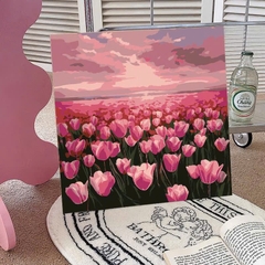 Tranh tô màu số hóa đã căng khung kèm màu, cọ size 20x20, tranh số hóa hoạt hình, bé ba, phong cảnh, loopy, cappy bara