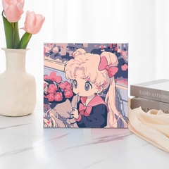 Tranh tô màu số hóa đã căng khung kèm màu, cọ size 20x20, tranh số hóa hoạt hình, bé ba, phong cảnh, loopy, cappy bara