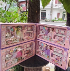 Bộ đồ chơi búp bê bé gái kèm phụ kiện cao cấp, Búp Bê Công Chúa thời trang kèm xe đẩy đồ chơi