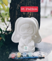 (Size to 16-23cm) Tượng thạch cao bé ba, labubu, kuromi, capybara, công chúa, siêu nhân, Set tô tượng kèm màu và bút vẽ