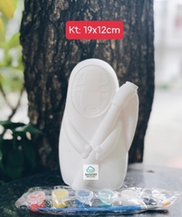 (Size to 16-23cm) Tượng thạch cao bé ba, labubu, kuromi, capybara, công chúa, siêu nhân, Set tô tượng kèm màu và bút vẽ
