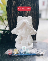 (Size to 16-23cm) Tượng thạch cao bé ba, labubu, kuromi, capybara, công chúa, siêu nhân, Set tô tượng kèm màu và bút vẽ