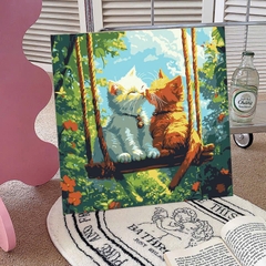 Tranh tô màu số hóa đã căng khung kèm màu, cọ size 20x20, tranh số hóa hoạt hình, bé ba, phong cảnh, loopy, cappy bara