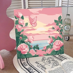 Tranh tô màu số hóa đã căng khung kèm màu, cọ size 20x20, tranh số hóa hoạt hình, bé ba, phong cảnh, loopy, cappy bara