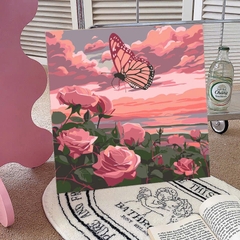 Tranh tô màu số hóa đã căng khung kèm màu, cọ size 20x20, tranh số hóa hoạt hình, bé ba, phong cảnh, loopy, cappy bara