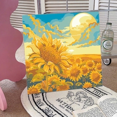 Tranh tô màu số hóa đã căng khung kèm màu, cọ size 20x20, tranh số hóa hoạt hình, bé ba, phong cảnh, loopy, cappy bara