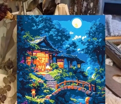 Tranh tô màu số hóa đã căng khung kèm màu, cọ size 20x20, tranh số hóa hoạt hình, bé ba, phong cảnh, loopy, cappy bara