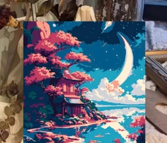 Tranh tô màu số hóa đã căng khung kèm màu, cọ size 20x20, tranh số hóa hoạt hình, bé ba, phong cảnh, loopy, cappy bara