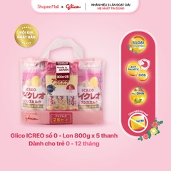 Combo 2 Lon Sữa Bột Glico Icreo Balance Milk (Icreo Số 0) (800g x2 lon) kèm 5 thanh nữa