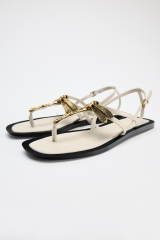 EMBELLISHED FLAT SLIDER SANDALS