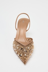 BEADED MESH SLINGBACK HEELS