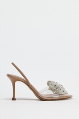 SANDALS WITH OVERSIZED SHINY BOW