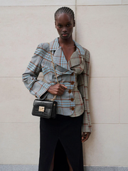 Croc Effect Chain Strap Square Shoulder Bag